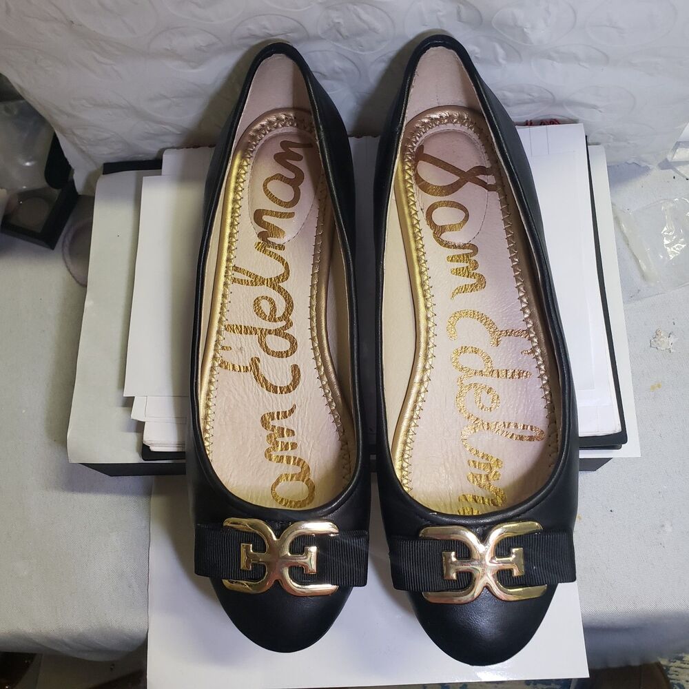 Sam Edelman Mage Black Leather Ballet Flats Sz 6.5 #B1
